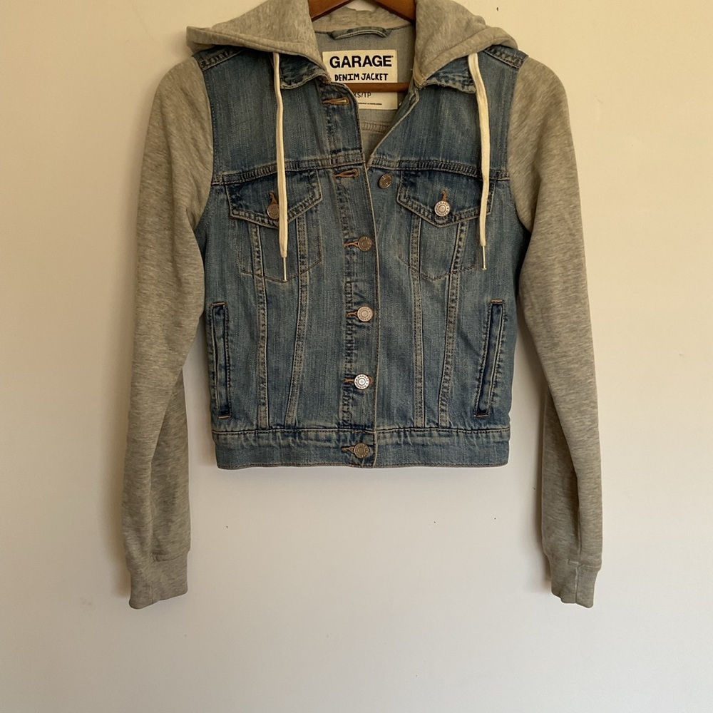 Garage Blue Jean Jacket with Gray Sleeves